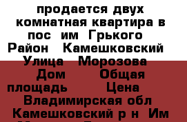 продается двух комнатная квартира в пос. им. Грького › Район ­ Камешковский › Улица ­ Морозова › Дом ­ 6 › Общая площадь ­ 45 › Цена ­ 500 - Владимирская обл., Камешковский р-н, Им Максима Горького п. Недвижимость » Квартиры продажа   